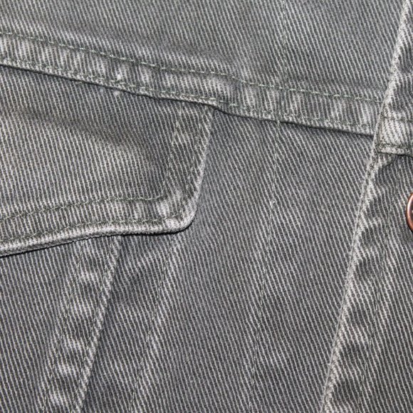 Vintage 90s GAP Denim Jacket w/ Leather Collar - Picture 2 of 6